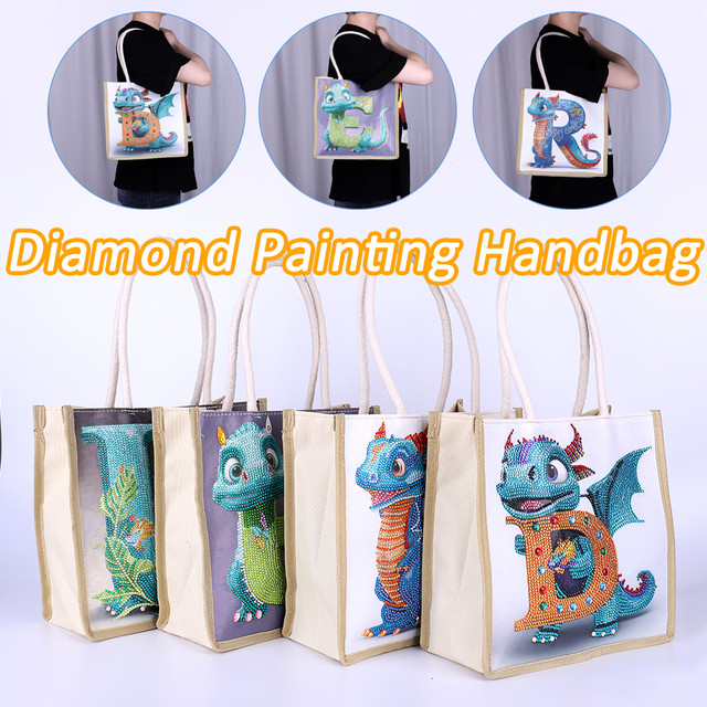 5D DIY Diamond Painting Handbag Aesthetic Tote Bag Dinosaur Mosaic  Embroidery Shopping Bag for Woman Rhinestone Art Storage Bags